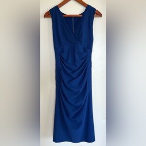 BCBGMAXAZRIA Blue Ruched Sleeveless Sheath Dress Size 2